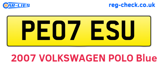 PE07ESU are the vehicle registration plates.