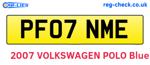 PF07NME are the vehicle registration plates.