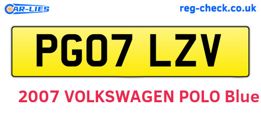 PG07LZV are the vehicle registration plates.