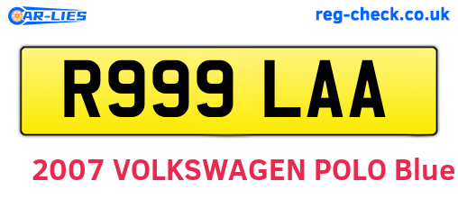 R999LAA are the vehicle registration plates.