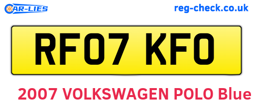 RF07KFO are the vehicle registration plates.