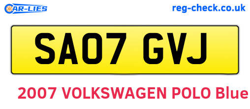 SA07GVJ are the vehicle registration plates.