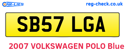 SB57LGA are the vehicle registration plates.
