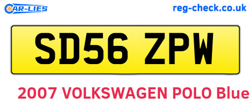 SD56ZPW are the vehicle registration plates.