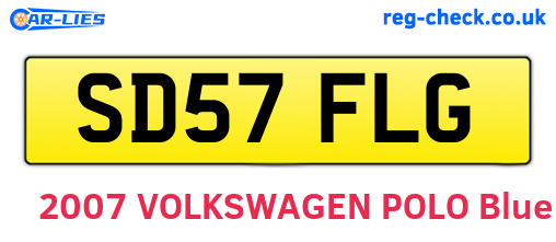 SD57FLG are the vehicle registration plates.