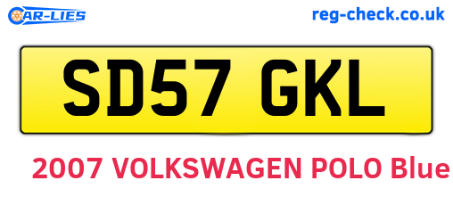 SD57GKL are the vehicle registration plates.