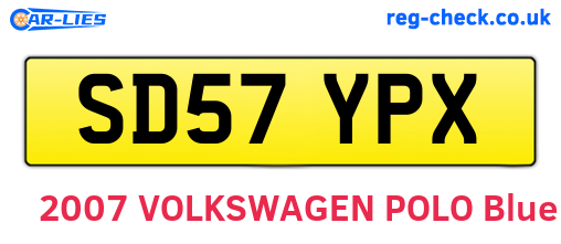 SD57YPX are the vehicle registration plates.