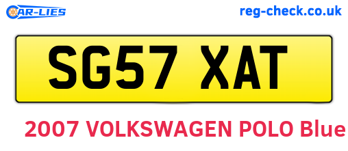 SG57XAT are the vehicle registration plates.