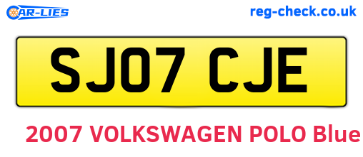 SJ07CJE are the vehicle registration plates.