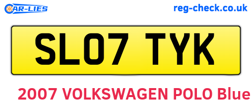 SL07TYK are the vehicle registration plates.