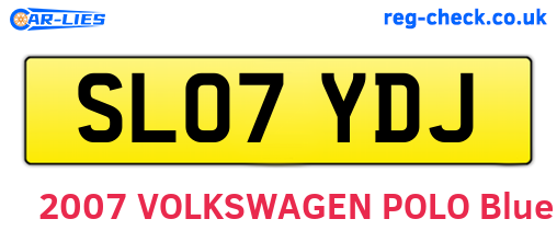 SL07YDJ are the vehicle registration plates.