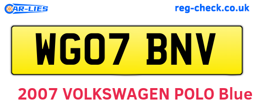 WG07BNV are the vehicle registration plates.