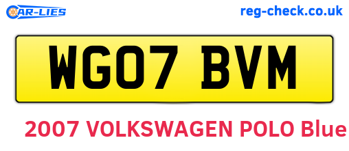 WG07BVM are the vehicle registration plates.