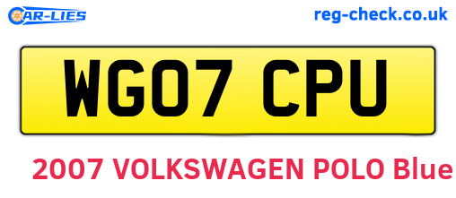 WG07CPU are the vehicle registration plates.