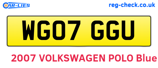 WG07GGU are the vehicle registration plates.