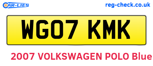 WG07KMK are the vehicle registration plates.