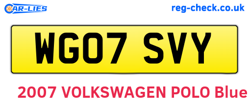 WG07SVY are the vehicle registration plates.