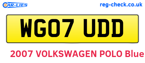 WG07UDD are the vehicle registration plates.