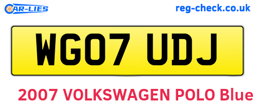 WG07UDJ are the vehicle registration plates.