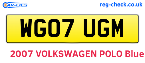 WG07UGM are the vehicle registration plates.
