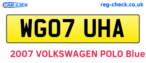 WG07UHA are the vehicle registration plates.