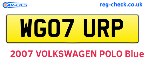 WG07URP are the vehicle registration plates.