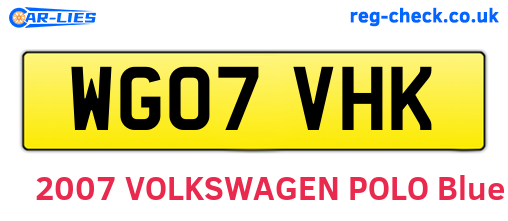 WG07VHK are the vehicle registration plates.