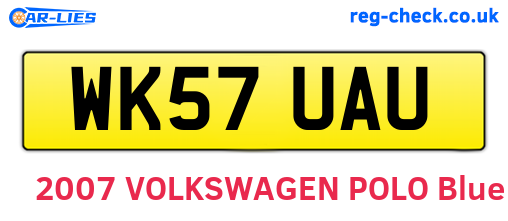 WK57UAU are the vehicle registration plates.
