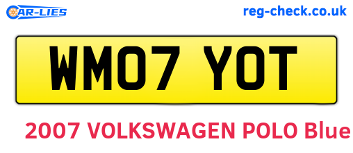 WM07YOT are the vehicle registration plates.