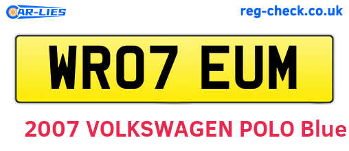 WR07EUM are the vehicle registration plates.