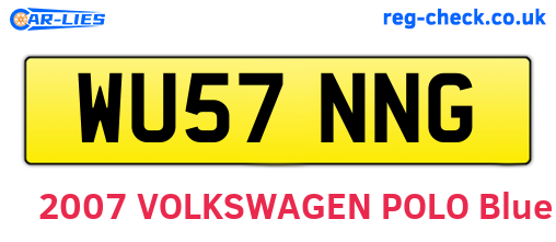 WU57NNG are the vehicle registration plates.