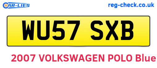 WU57SXB are the vehicle registration plates.