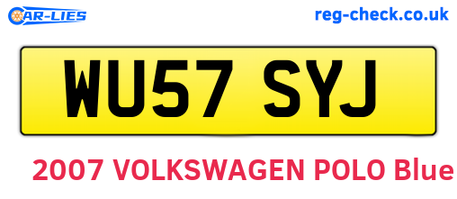 WU57SYJ are the vehicle registration plates.