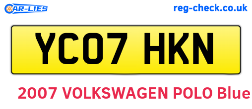 YC07HKN are the vehicle registration plates.