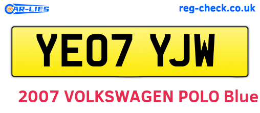 YE07YJW are the vehicle registration plates.
