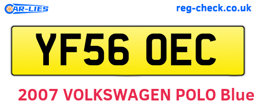 YF56OEC are the vehicle registration plates.