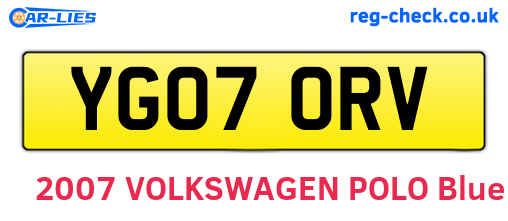 YG07ORV are the vehicle registration plates.