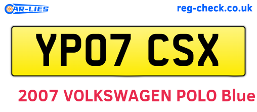 YP07CSX are the vehicle registration plates.