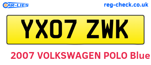 YX07ZWK are the vehicle registration plates.