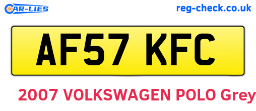AF57KFC are the vehicle registration plates.