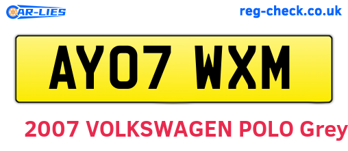 AY07WXM are the vehicle registration plates.