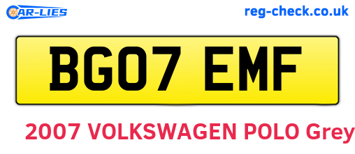 BG07EMF are the vehicle registration plates.