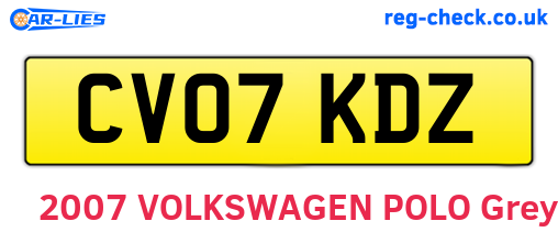 CV07KDZ are the vehicle registration plates.