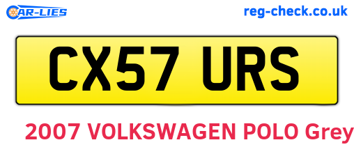 CX57URS are the vehicle registration plates.