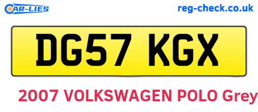DG57KGX are the vehicle registration plates.