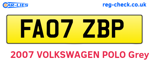 FA07ZBP are the vehicle registration plates.