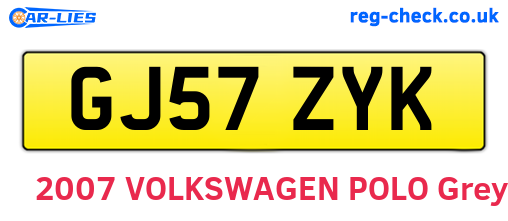 GJ57ZYK are the vehicle registration plates.