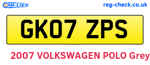 GK07ZPS are the vehicle registration plates.