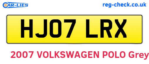 HJ07LRX are the vehicle registration plates.