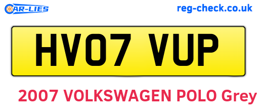 HV07VUP are the vehicle registration plates.